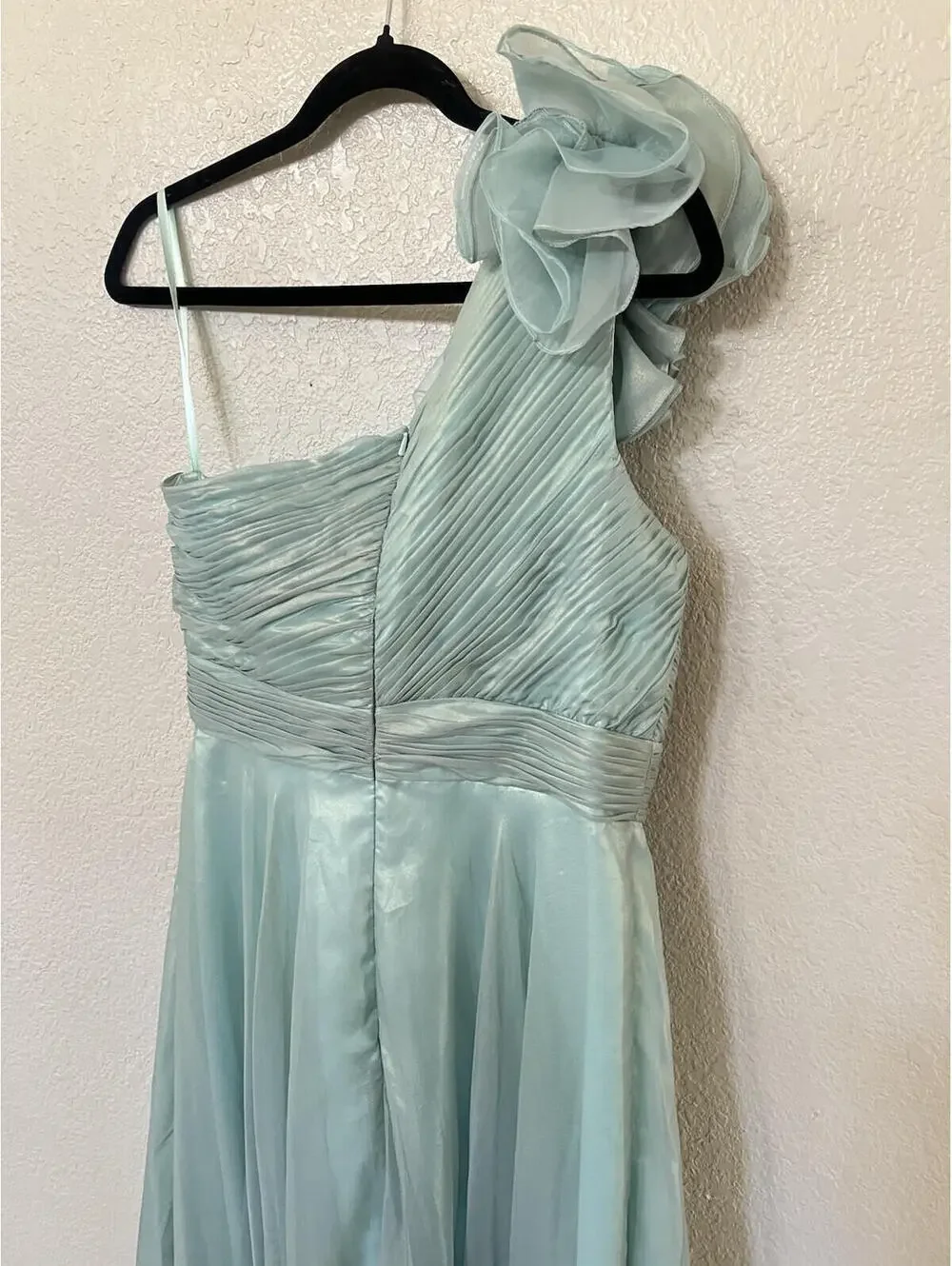 New Mac Duggal Rosette One Shoulder Tea Length Dress In Sage Size 6 - Picture 7 of 10